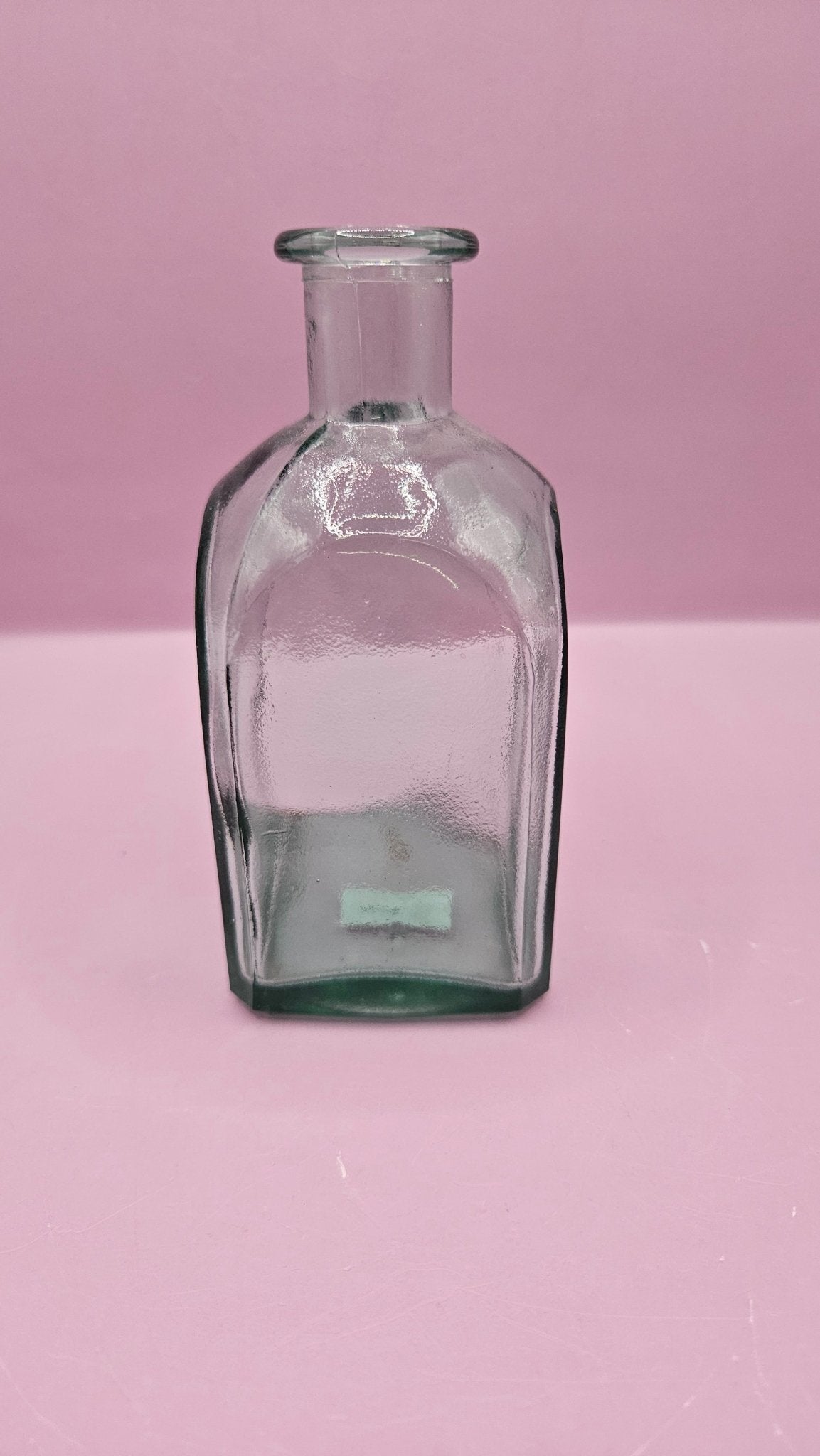 Vintage Square Glass Bottles  – Available in Clear, Green, Pink, Red, Blue, Teal, Purple – 5.5" Tall
