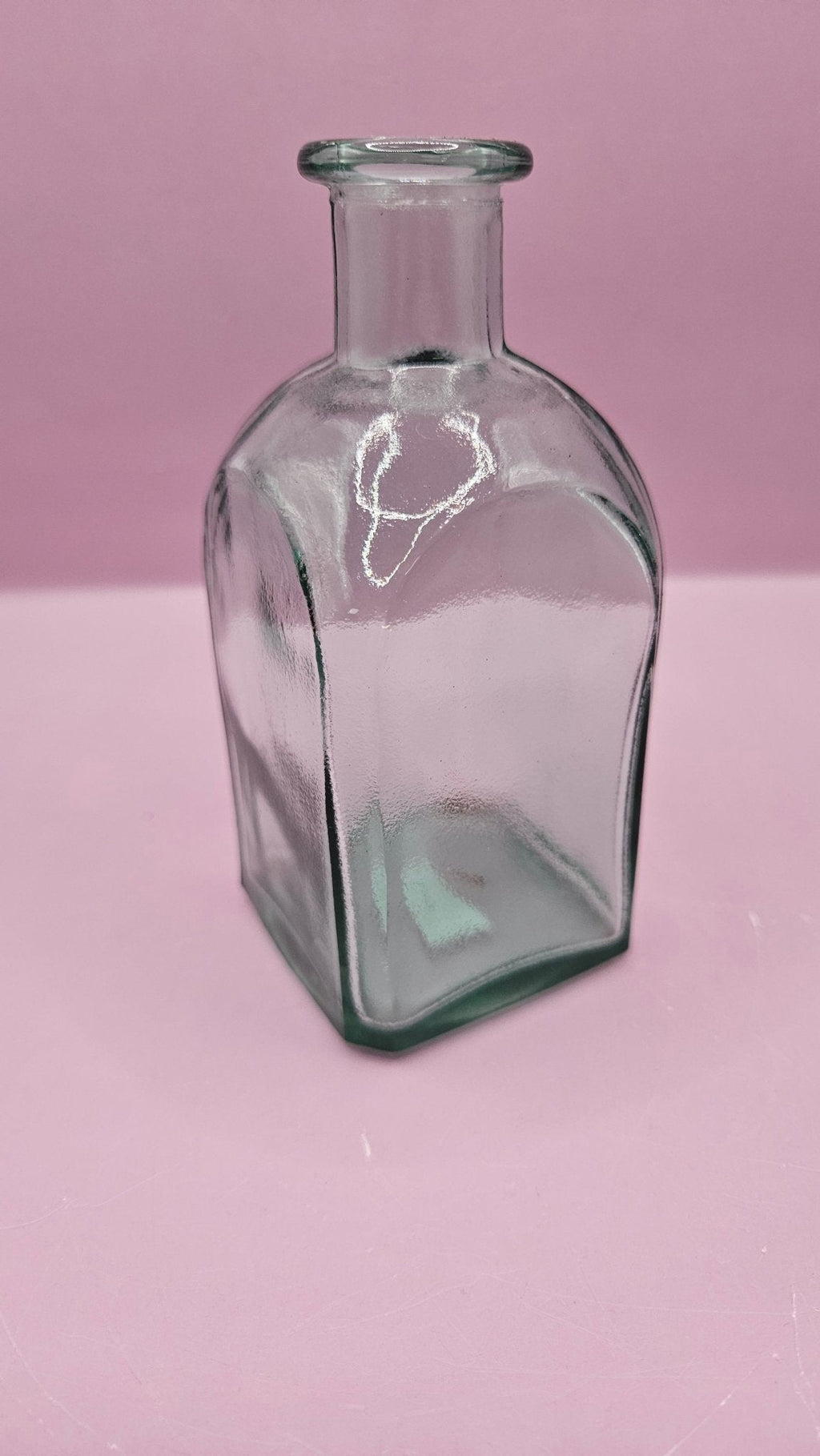 Vintage Square Glass Bottles  – Available in Clear, Green, Pink, Red, Blue, Teal, Purple – 5.5" Tall